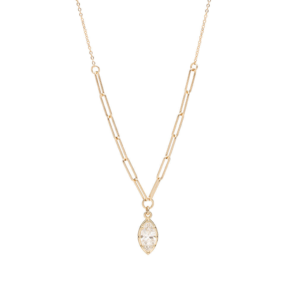 Layering Gigi Necklace by Sofia Kaman in gold tone with linked chains and an oval pendant charm