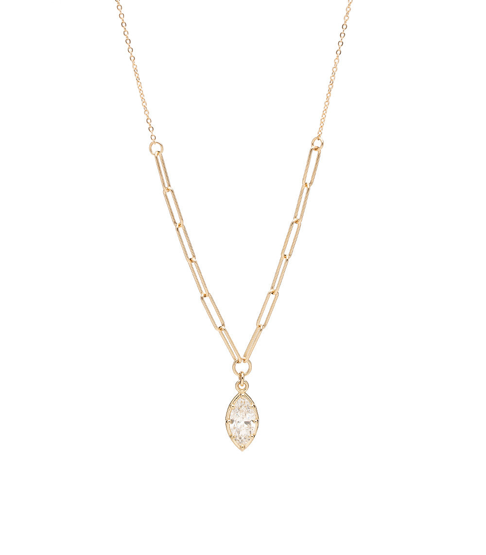 Layering Gigi Necklace by Sofia Kaman in gold tone with linked chains and an oval pendant charm
