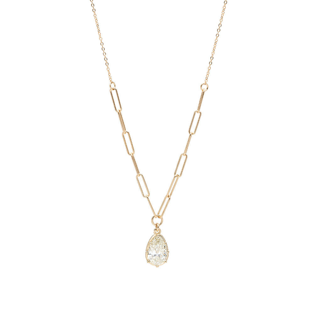 Layering Gigi Necklace by Sofia Kaman in gold with oval pavé pendant and layered chain