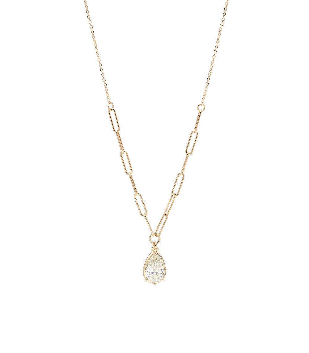 Layering Gigi Necklace by Sofia Kaman in gold with oval pavé pendant and layered chain