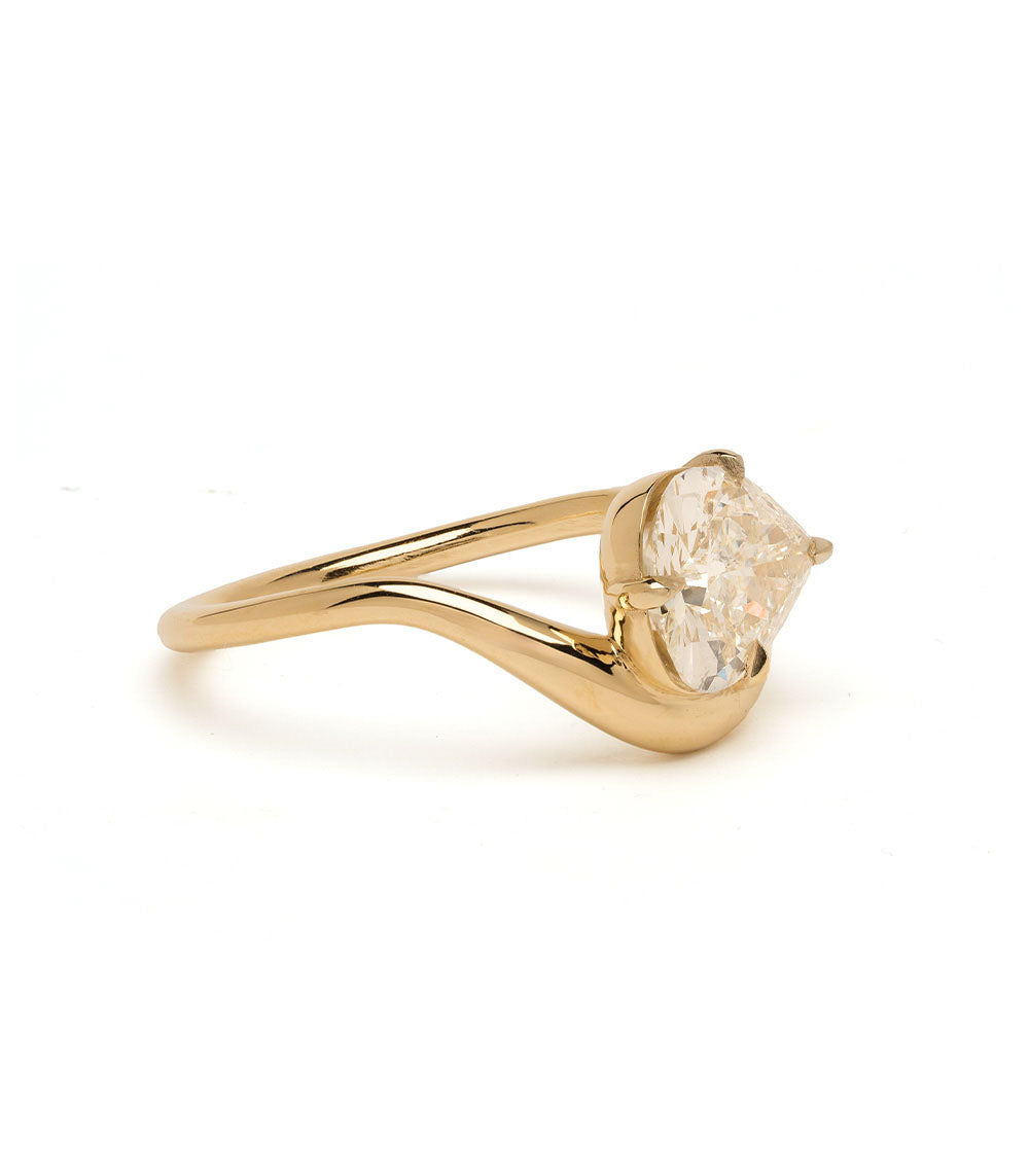 Melt Solitaire by SK-R122-ND-EW-PB-1.52 gold engagement ring with solitaire faceted center stone