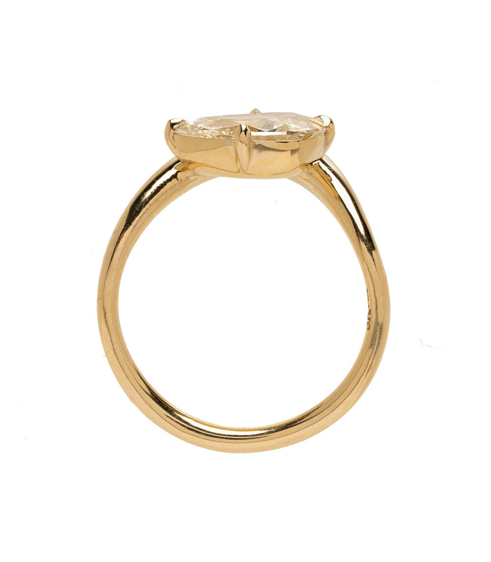 Melt Solitaire by SK-R122-ND-EW-PB-1.52 understated gold solitaire engagement ring with clear round stone