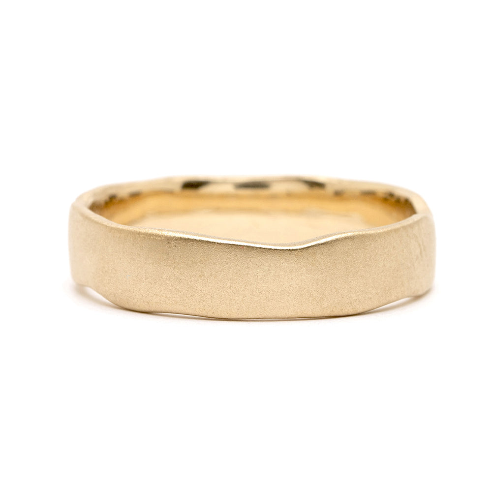Torn Paper Wedding Band M-R4-5 14K yellow gold matte men's wedding ring with textured top