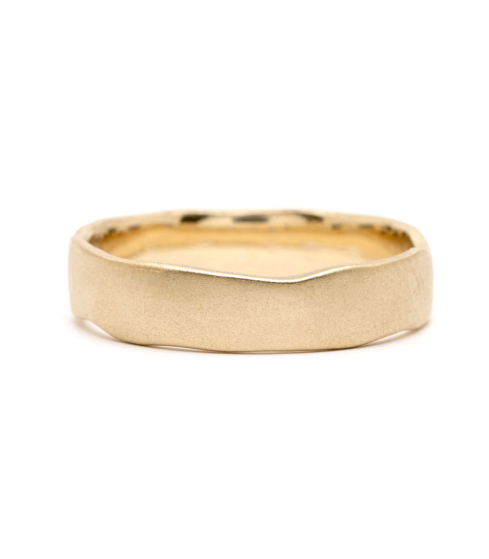 Torn Paper Wedding Band M-R4-5 14K yellow gold matte men's wedding ring with textured top