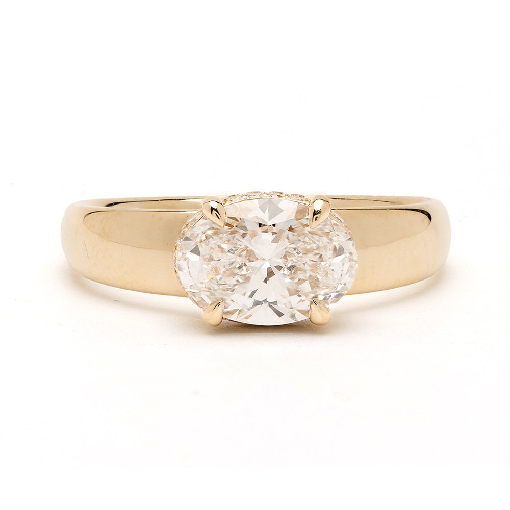 Ella Pinky by Sofia Kaman 14K yellow gold shiny solitaire engagement ring with clear round diamond