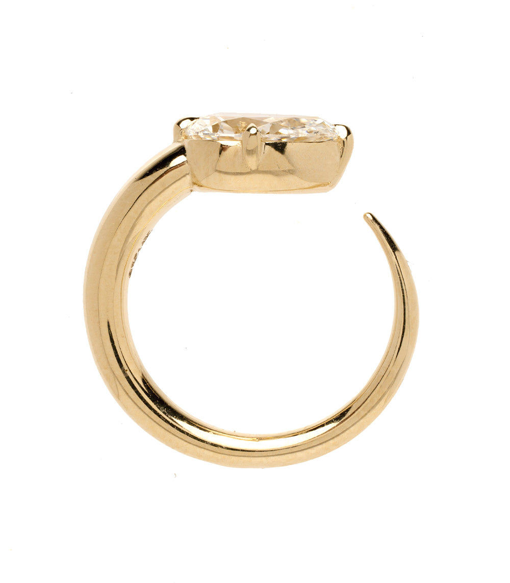 Sloane Pinky Duo by SK-R86-DUO gold ring with oval clear gemstone bezel setting, polished finish