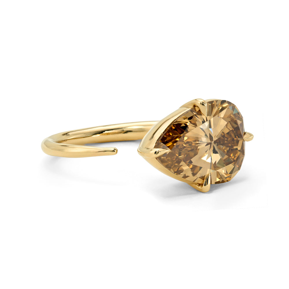 Natural Brown Pear Shape Diamond Engagement Ringeast West Setting Er85 Sk R86 Nd Cd Ew Br Ps 4.52 B