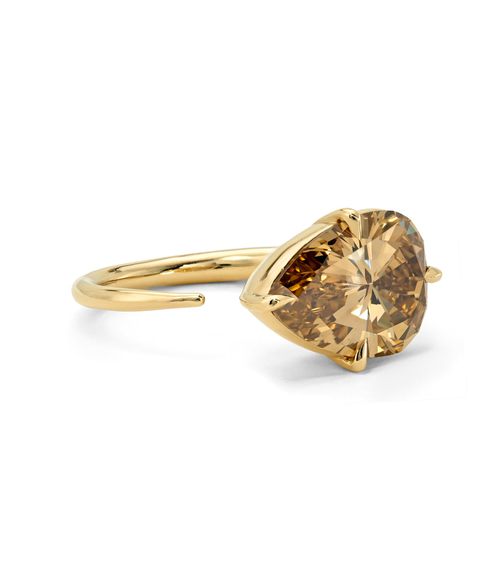 Natural Brown Pear Shape Diamond Engagement Ringeast West Setting Er85 Sk R86 Nd Cd Ew Br Ps 4.52 B