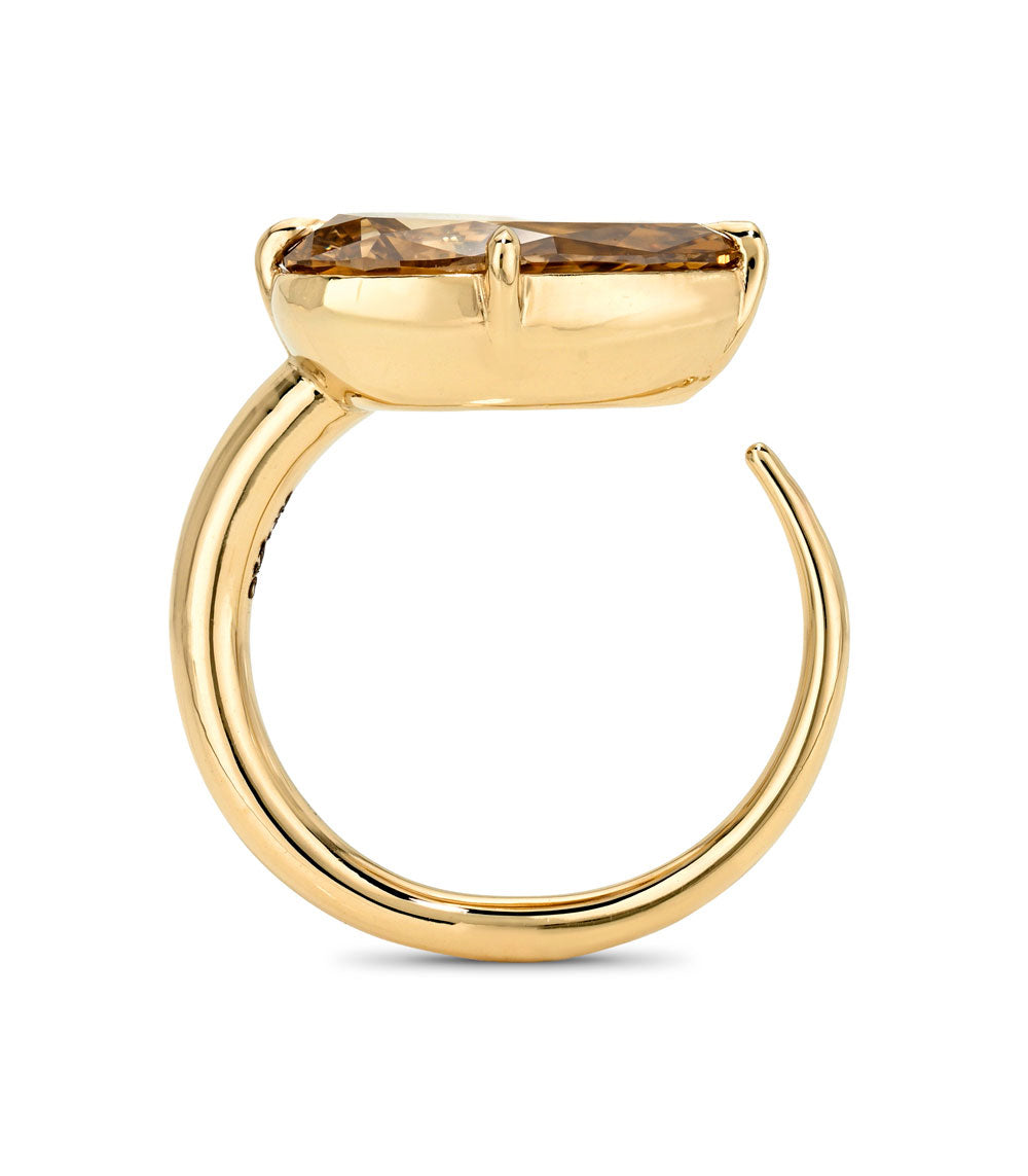 Natural Brown Pear Shape Diamond Engagement Ringeast West Setting Er85 Sk R86 Nd Cd Ew Br Ps 4.52 C