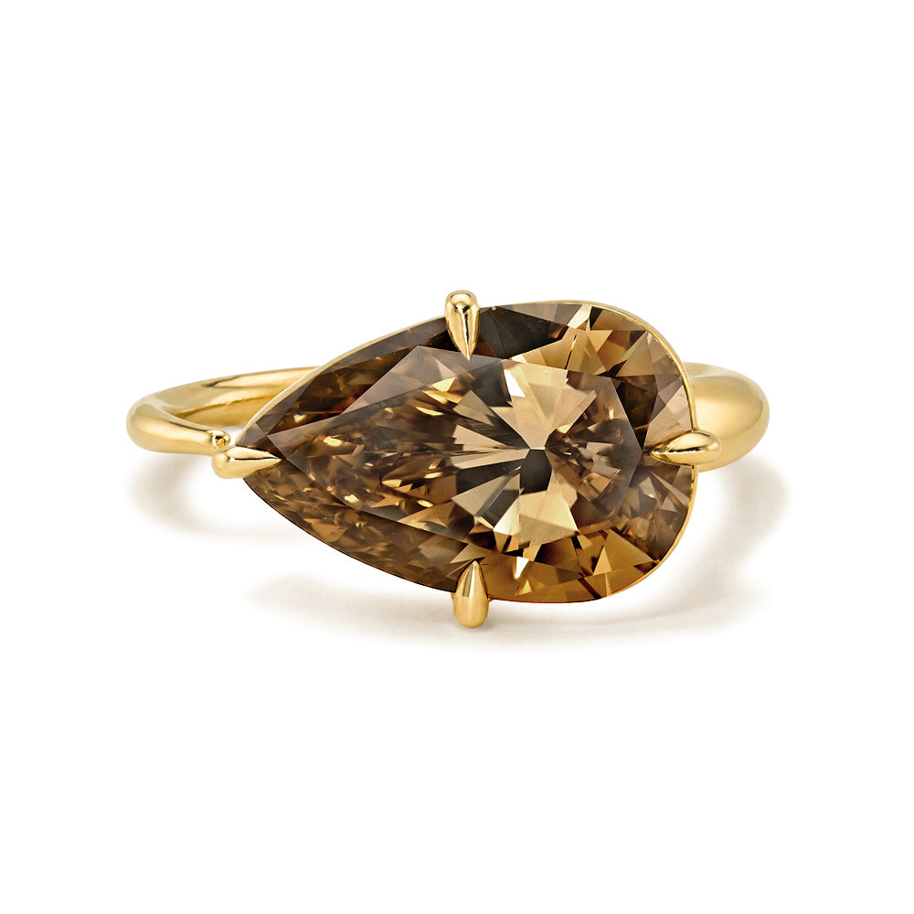 Natural Brown Pear Shape Diamond Engagement Ringeast West Setting Er85 Sk R86 Nd Cd Ew Br Ps 4.52 Front