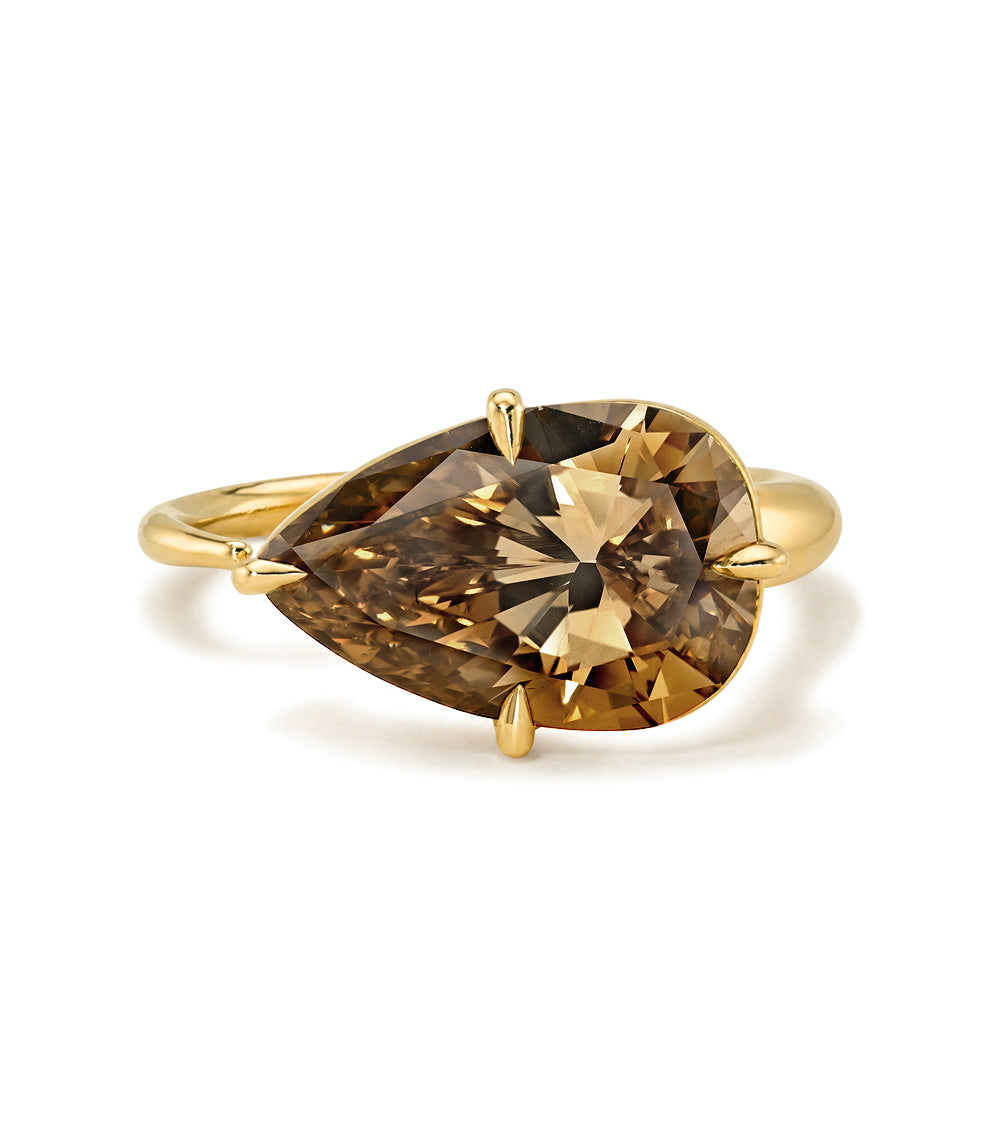 Natural Brown Pear Shape Diamond Engagement Ringeast West Setting Er85 Sk R86 Nd Cd Ew Br Ps 4.52 Front