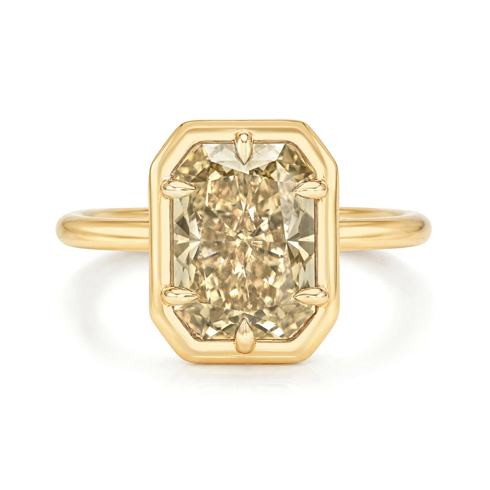 Natural Diamond Elongated Cushion Antique Style Setting 14k Yellow Gold Sk R132 Nd Cd Ns Br Cu 3.04