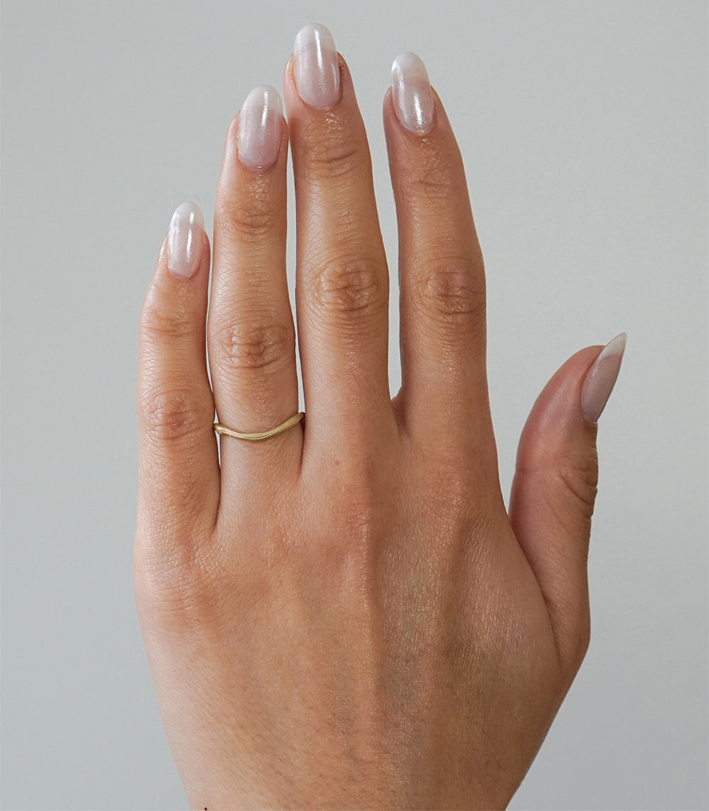 Twig Nesting Band by ES-R37 in 14K yellow gold, shiny twig-inspired nesting band with slender profile