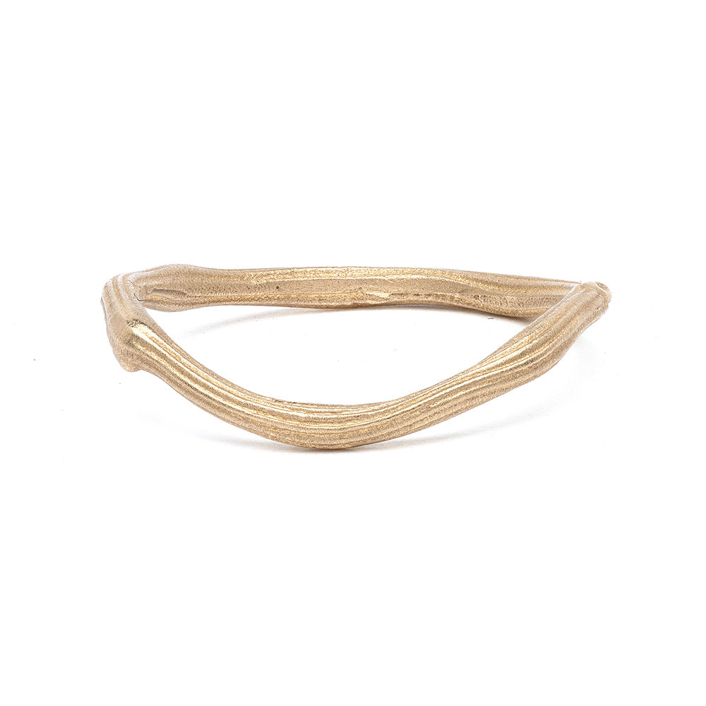 Twig Nesting Band ES-R37 ring in 14K yellow gold, shiny twig texture for a snug stackable fit