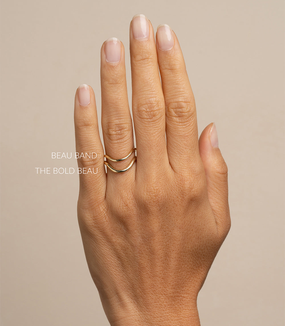 The Bold Beau Band by A-R43 band ring in shiny 14K yellow gold with a sleek double band look