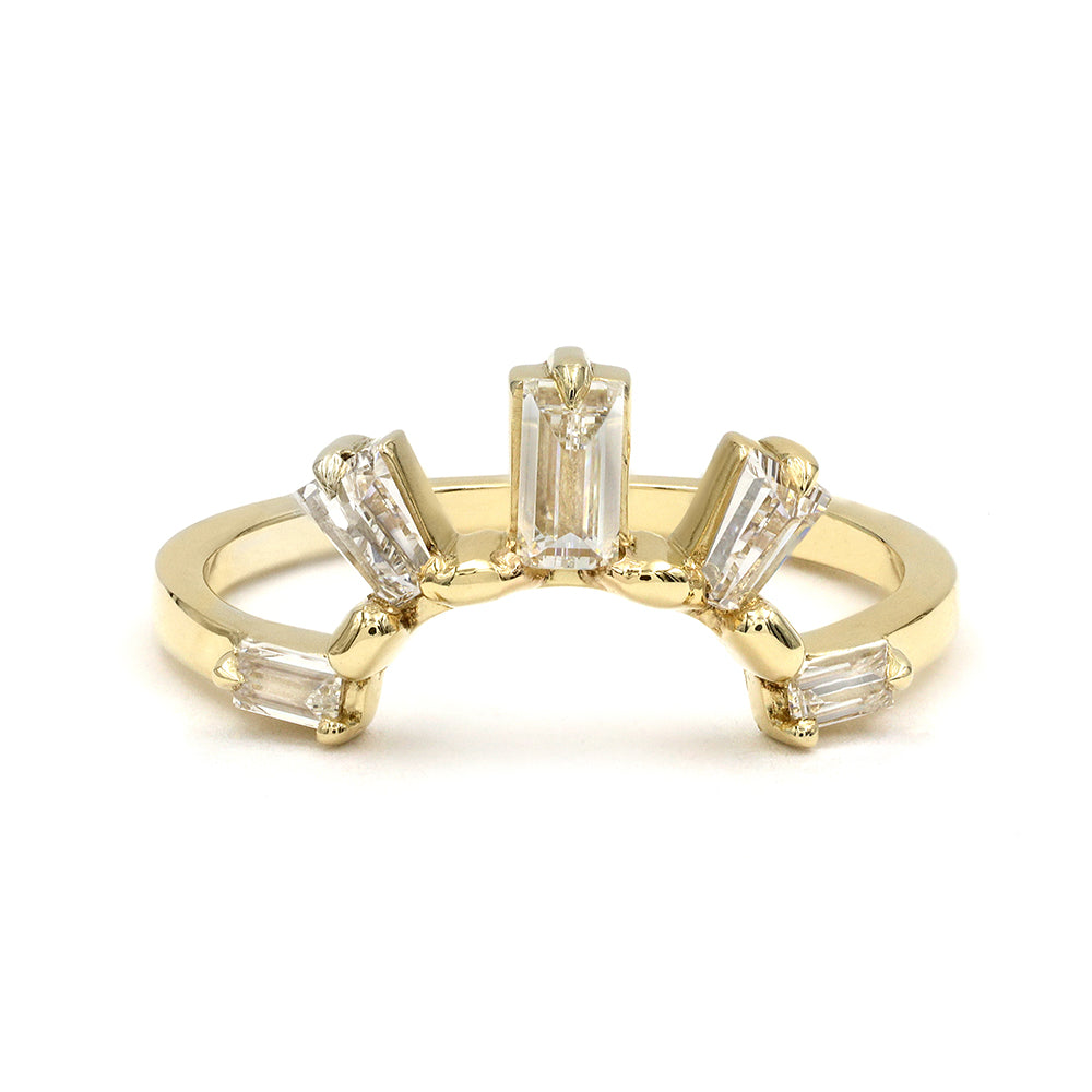 Sunrise Nesting Band by A-R23-L 14K yellow gold ring with shiny finish and three rectangular stones