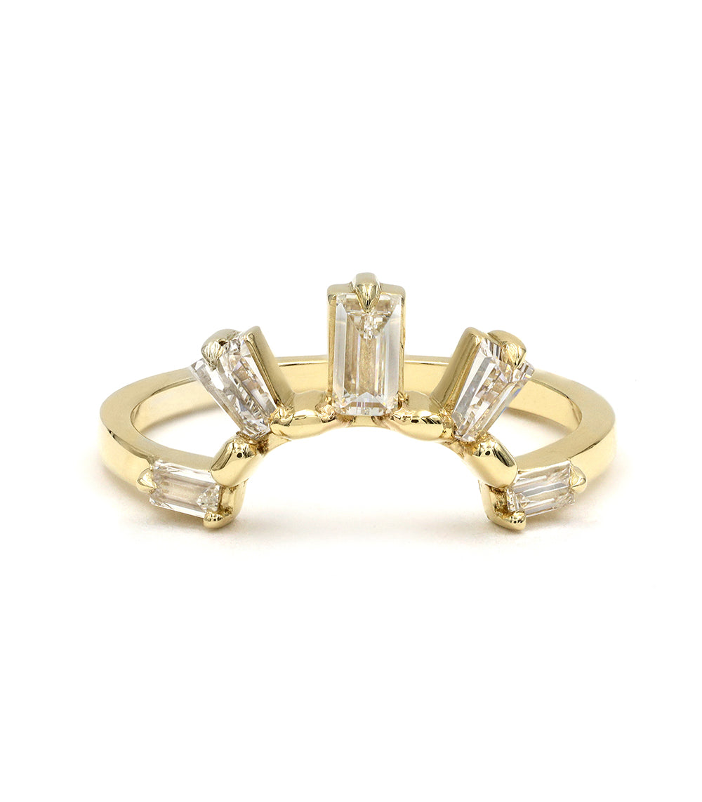 Sunrise Nesting Band by A-R23-L 14K yellow gold ring with shiny finish and three rectangular stones
