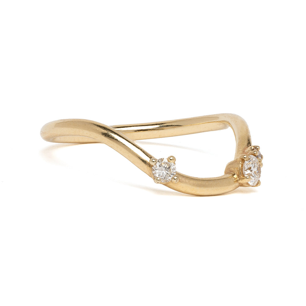 Beau Band with Scattered Diamonds A-R41-3S 14K yellow gold band ring with scattered diamonds, shiny
