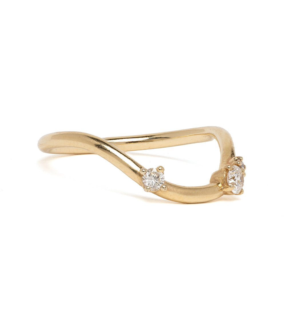 Beau Band with Scattered Diamonds A-R41-3S 14K yellow gold band ring with scattered diamonds, shiny