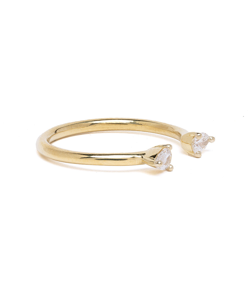 Lunetta by A-R38-PC 14K yellow gold unique engagement ring, featuring 2 stone engagement ring with shiny setting