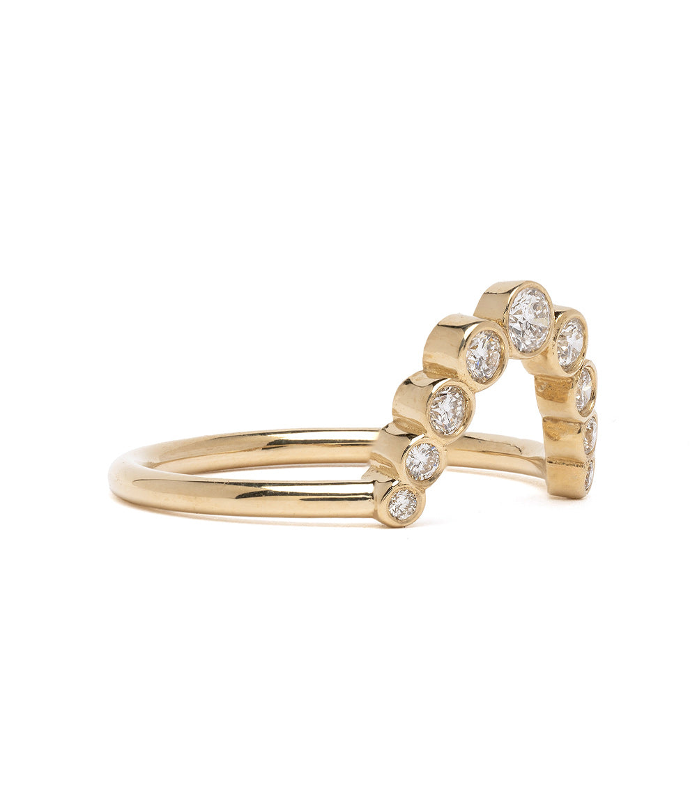 Bezels Sunrise Nesting Band AL-R17 shiny 14K yellow gold band with round bezel-set stones