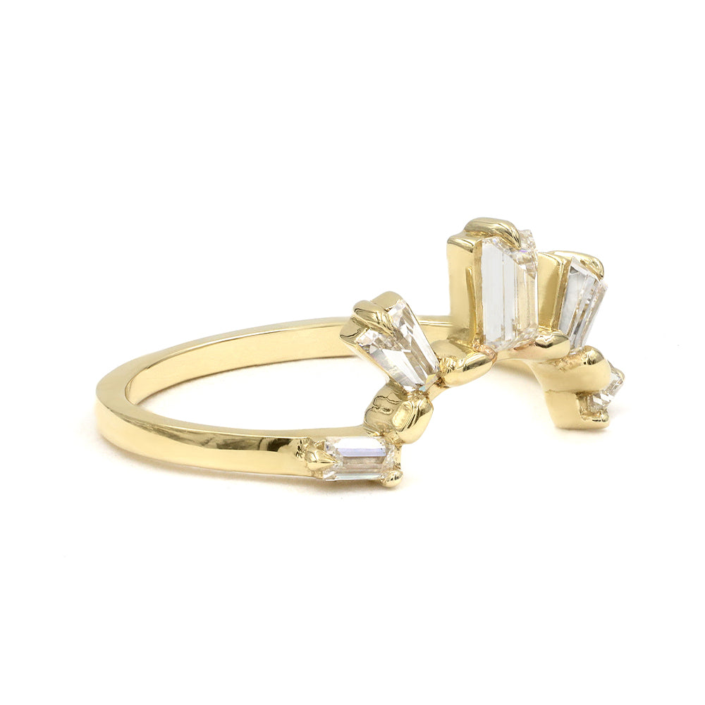 Sunrise Nesting Band A-R23-L yellow gold ring set with clear baguette-cut stones