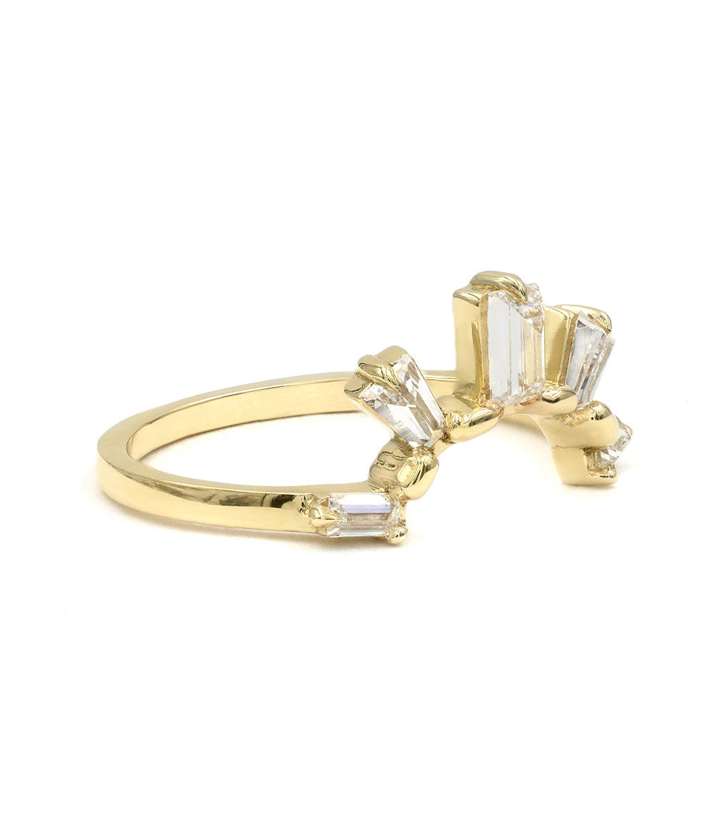 Sunrise Nesting Band A-R23-L yellow gold ring set with clear baguette-cut stones
