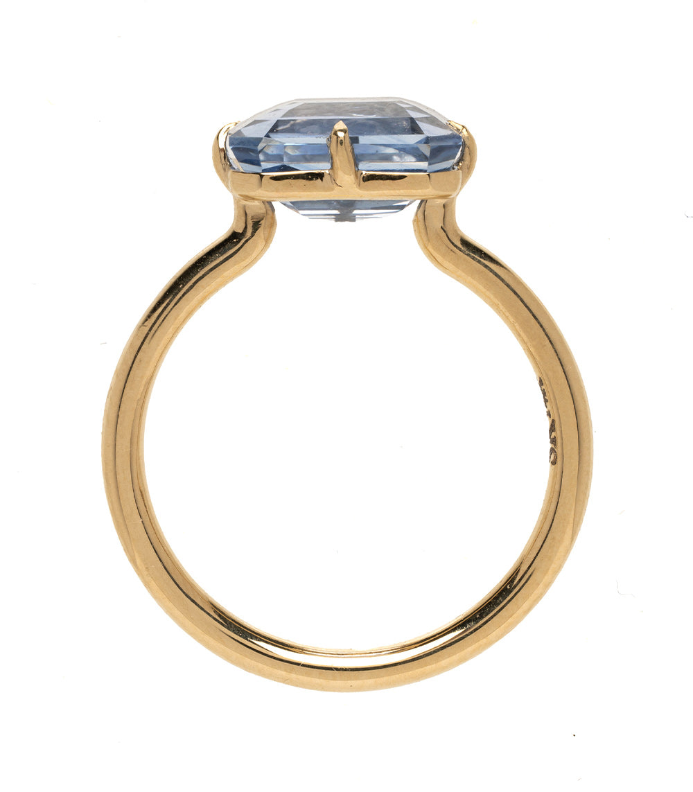BIllie SK-R94-BS-EW-EC-3.00 gold engagement ring with blue rectangular gemstone prong setting