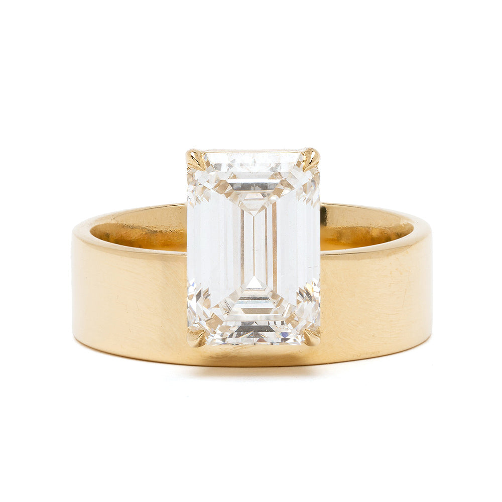 Ashton SK-R118 gold engagement ring in understated style with rectangular emerald-cut diamond center