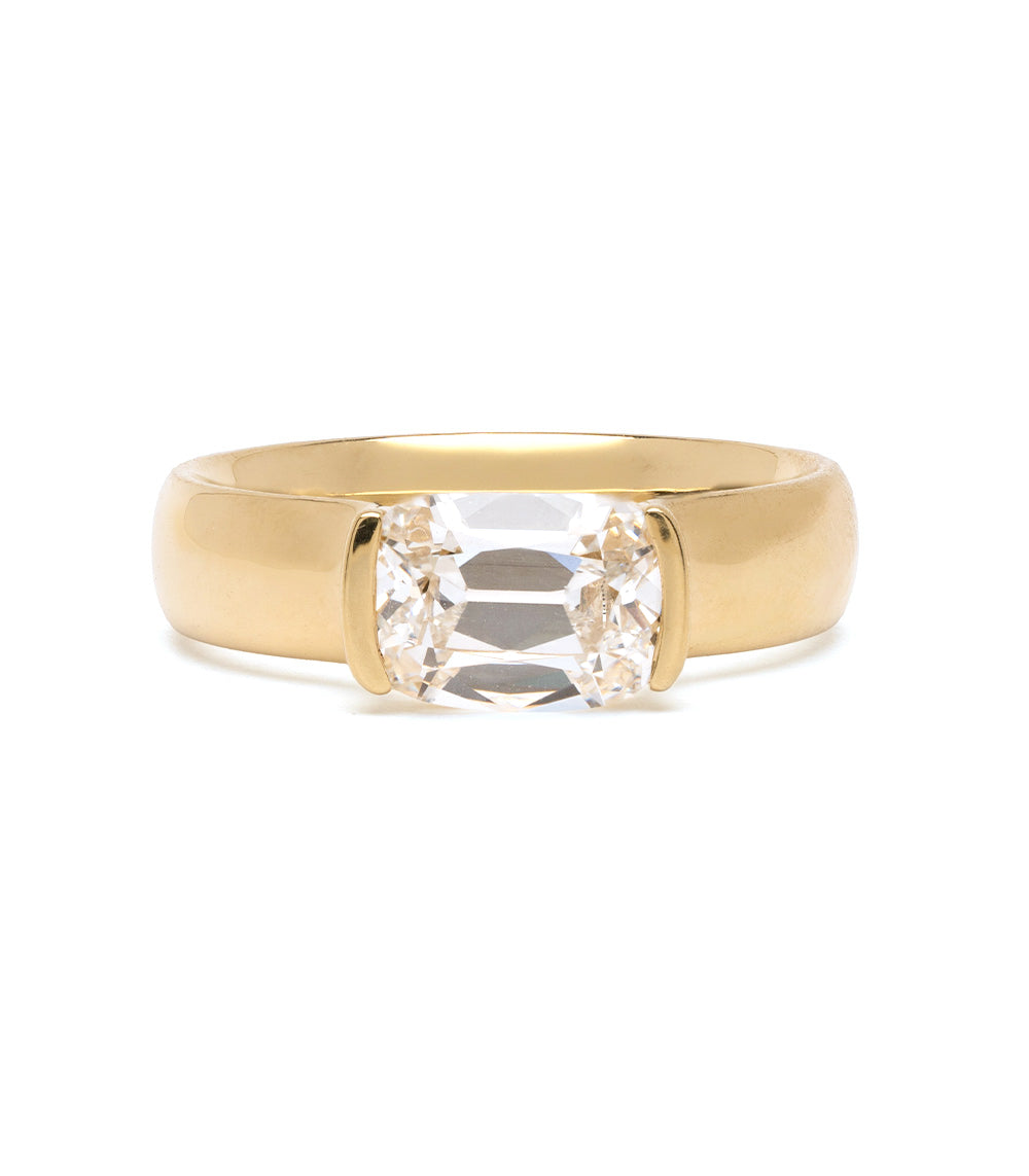 Bardot Pinky Sofia Kaman ring in yellow gold with a square-cut solitaire diamond setting