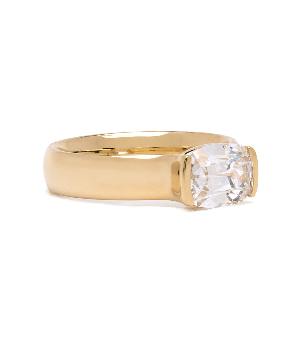 Bardot Pinky by Sofia Kaman gold ring with round-cut solitaire diamond, polished shine