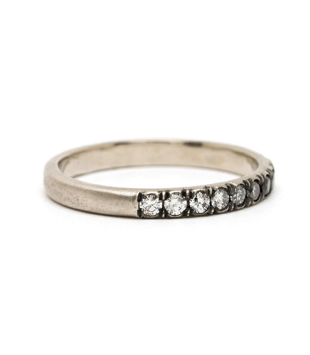 Vintage Inspired Stacking Band by LF-R1-OD stacking band ring in 14K white gold with shiny matte diamond row