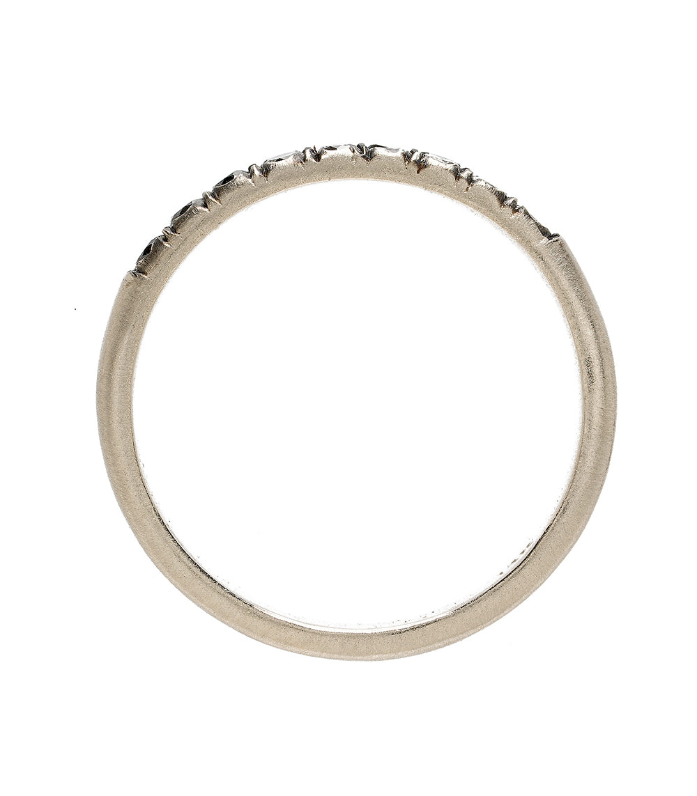Vintage Inspired Stacking Band by LF-R1-OD, matte 14K white gold ring with vintage texture