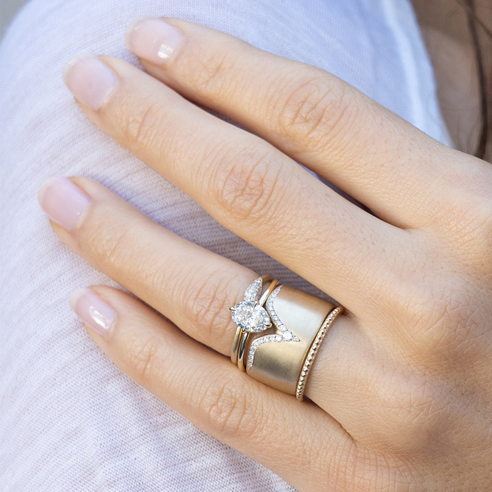 Glacier Point II by P-R14-B 14K yellow gold 3 stone engagement ring with shiny diamond sparkle