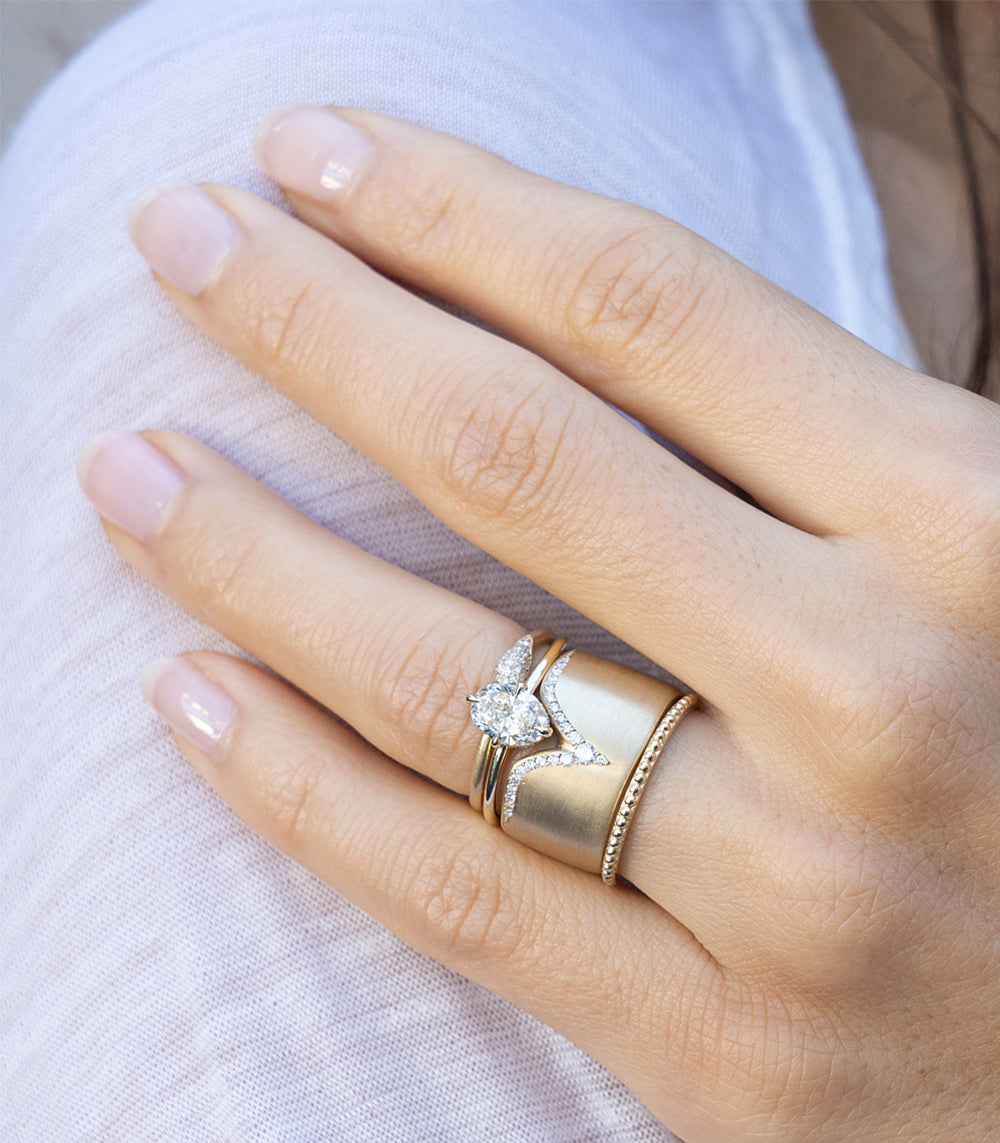 Glacier Point II by P-R14-B 14K yellow gold 3 stone engagement ring with shiny diamond sparkle