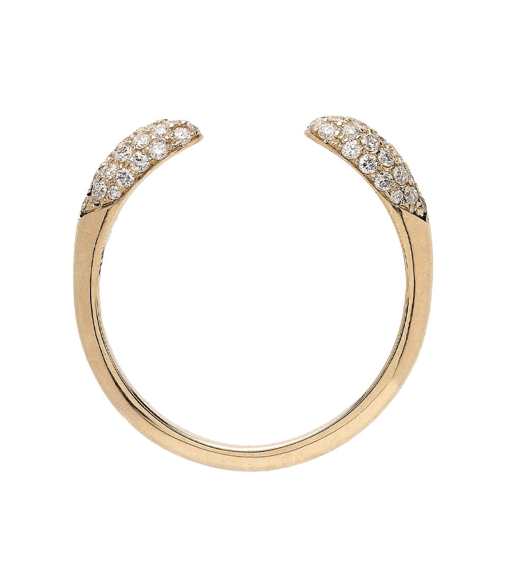 Double Comet Band NB-R2-D yellow gold ring band with understated pavé diamonds, shiny finish