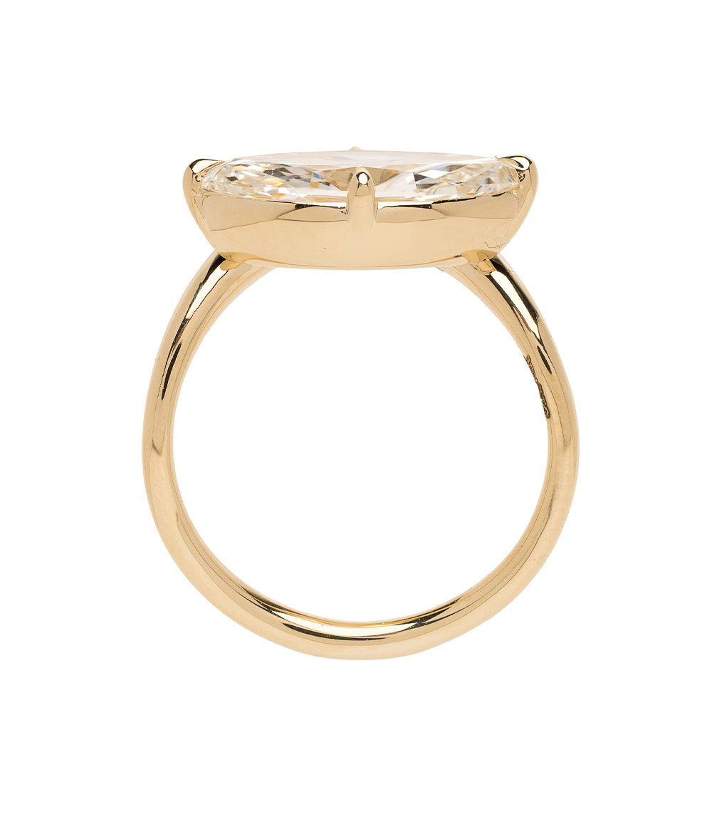 Melt Solitaire by Sofia Kaman solitaire ring in yellow gold with clear center diamond setting