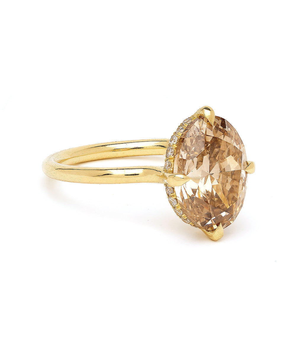Billie by SK-R94-ND-OC-NS-4.01 gold engagement ring with oval faceted center stone on band