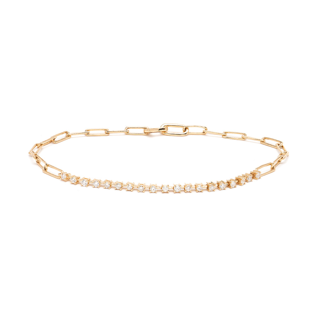 The Melrose CC-DB3 gold bracelet with clear stones in a linked tennis style setting