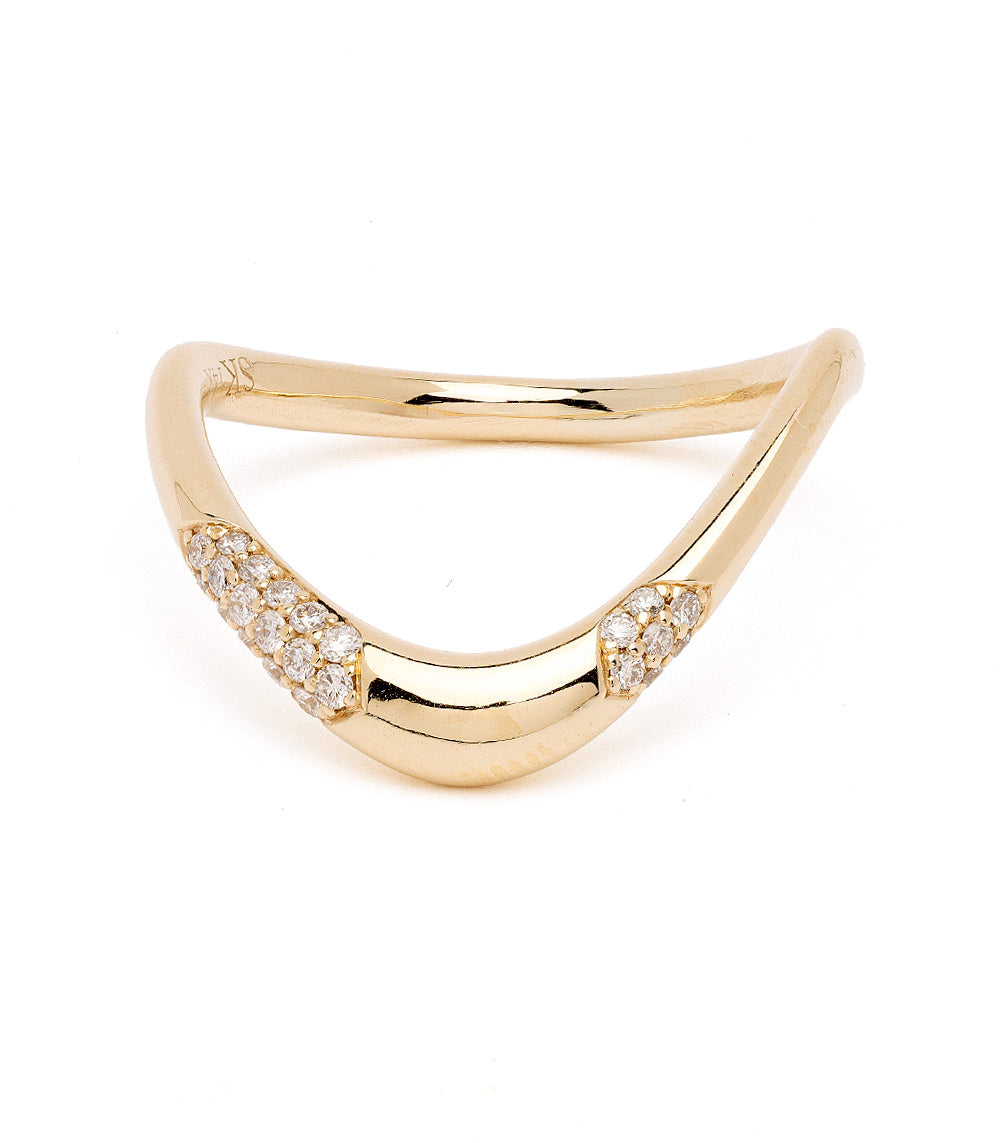Large Melt Band EGB-R2-P band in 14K yellow gold with understated pavé detail, shiny finish