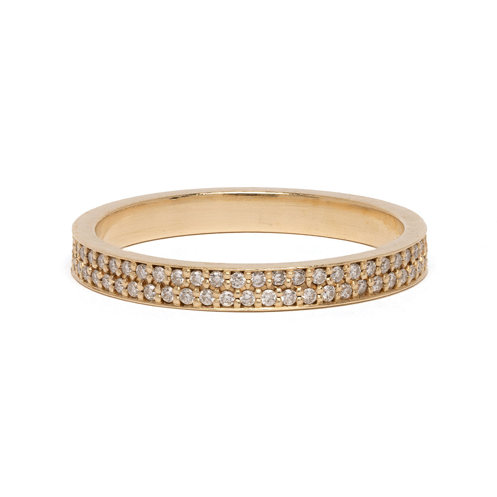 Glitterati by A-R21-2M 14K yellow gold band ring with shiny row-set round diamonds
