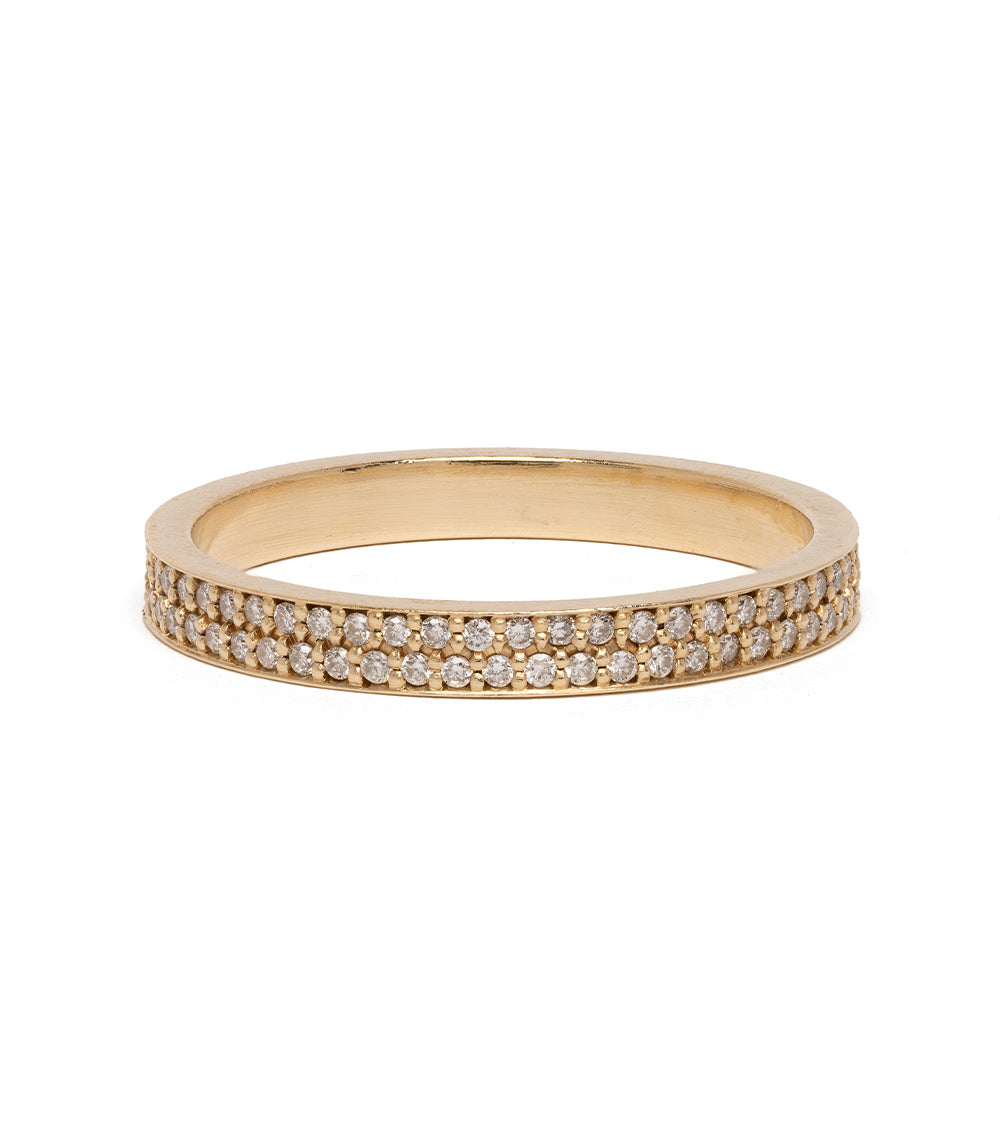 Glitterati by A-R21-2M 14K yellow gold band ring with shiny row-set round diamonds
