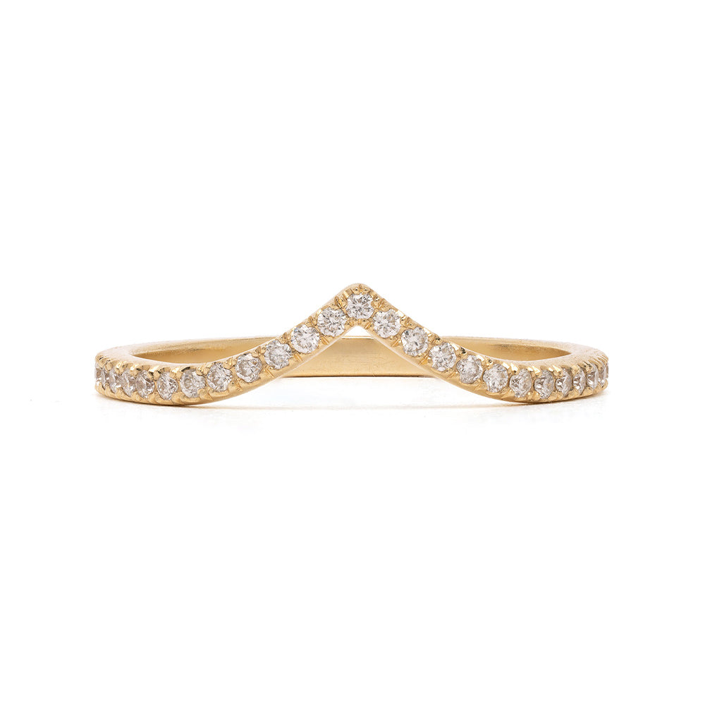 Mini Chevron Band by A-R1-P 14K yellow gold diamond ring with shiny chevron pavé stones