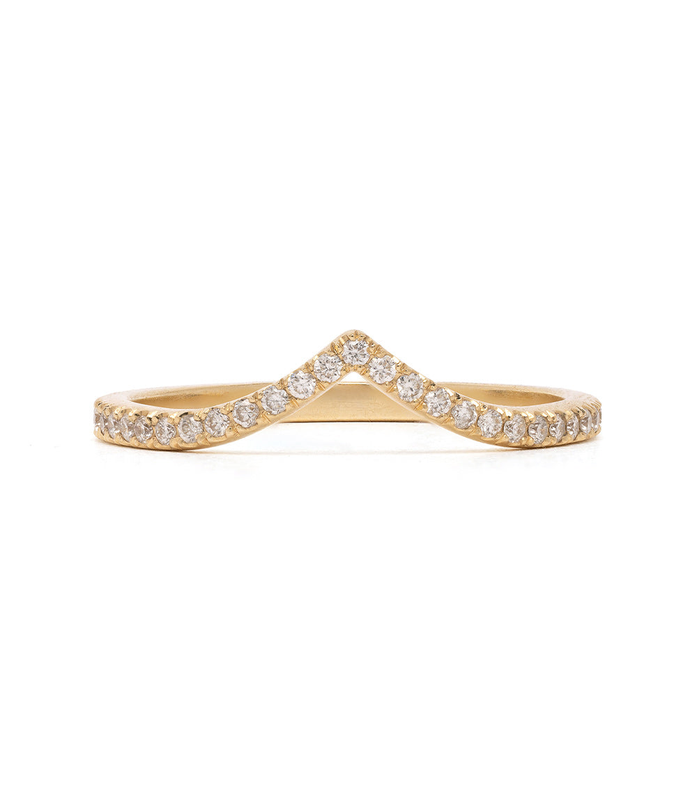 Mini Chevron Band by A-R1-P 14K yellow gold diamond ring with shiny chevron pavé stones