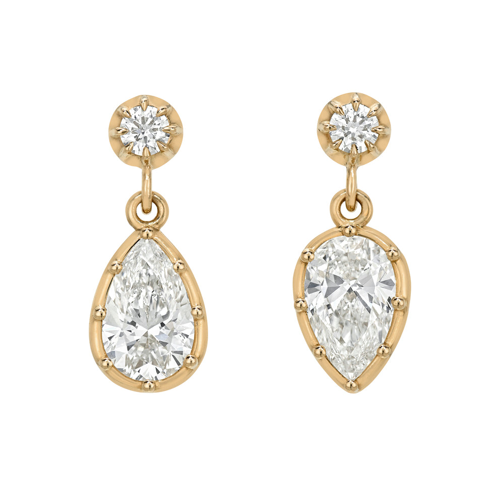 Pear Diamond Drop Stud Earrings With Diamond Dangle Vintage Style Sk E117 Sm Lgd Ops A