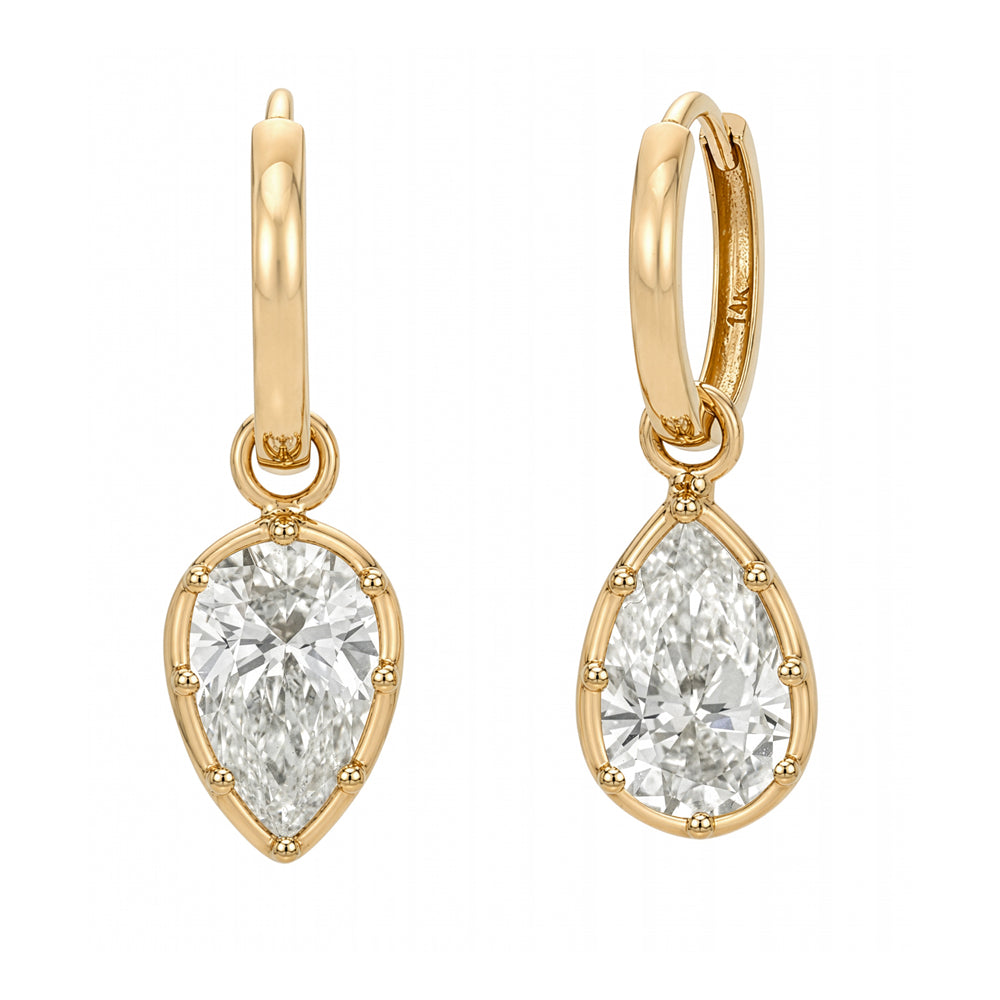 Pear Diamond Drop Stud Earrings With Diamond Dangle Vintage Style Sk E117 Sm Lgd Ops Hoops A