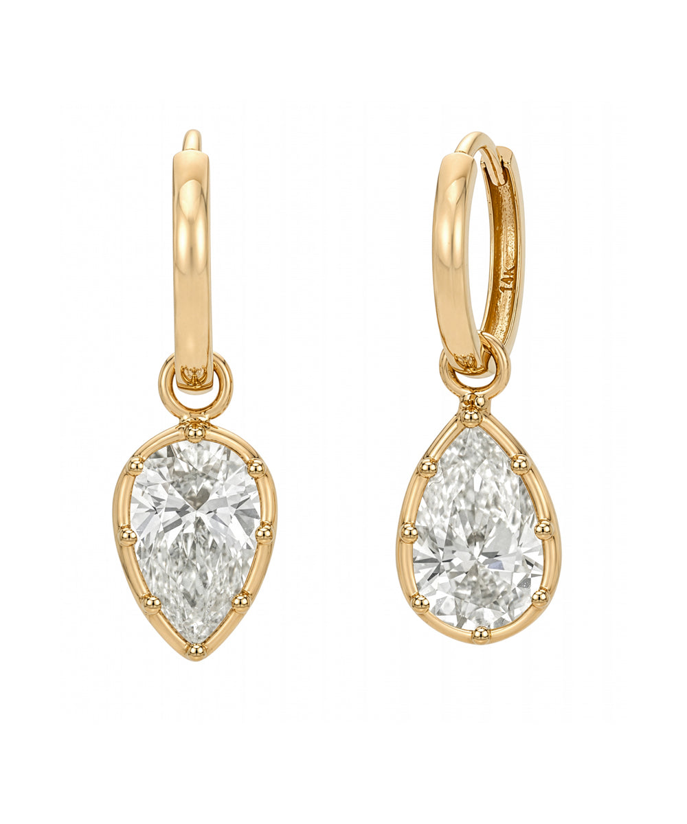 Pear Diamond Drop Stud Earrings With Diamond Dangle Vintage Style Sk E117 Sm Lgd Ops Hoops A