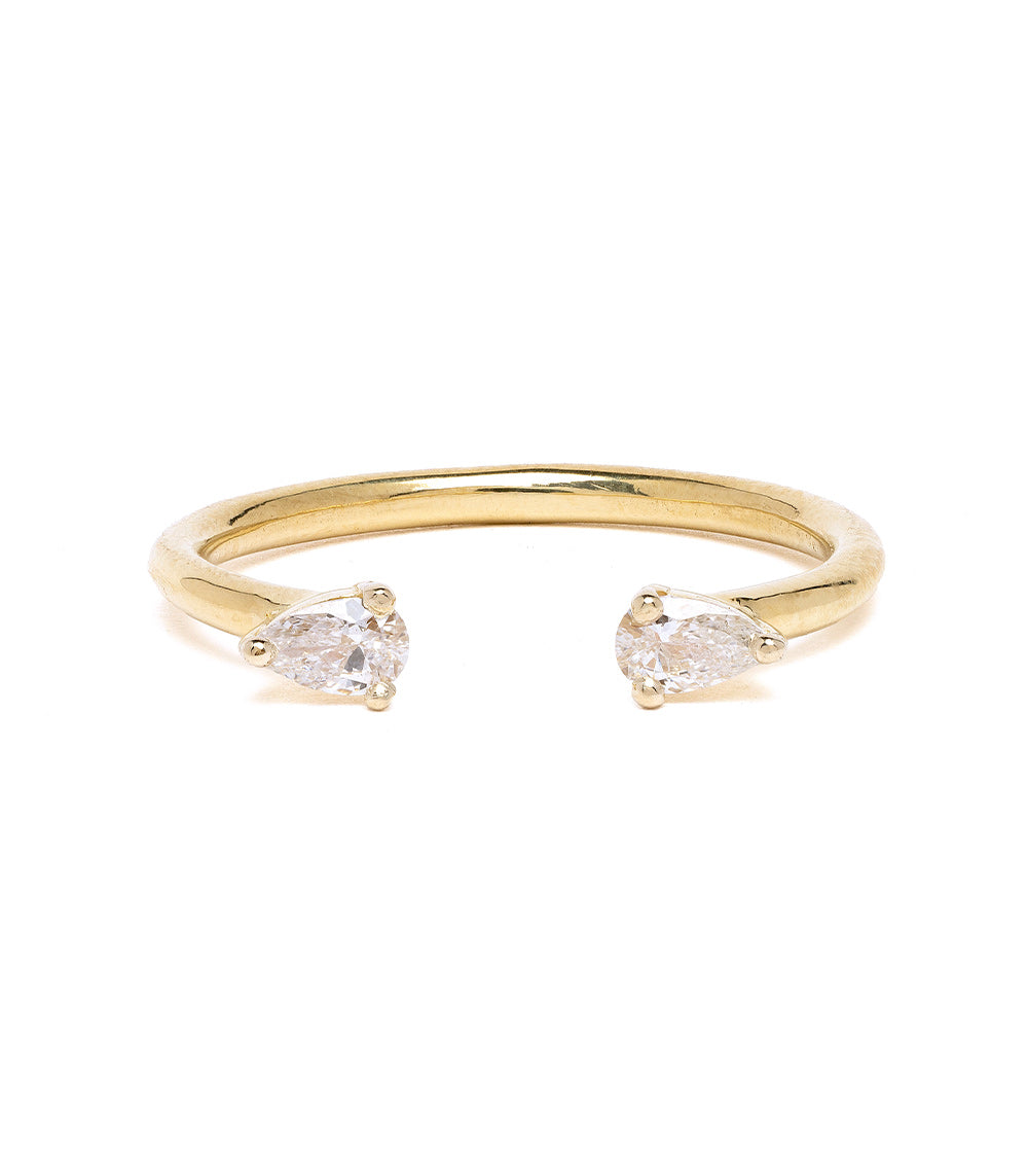 Lunetta by A-R38-PC 14K yellow gold 2 stone engagement ring with shiny band and pear-cut stones