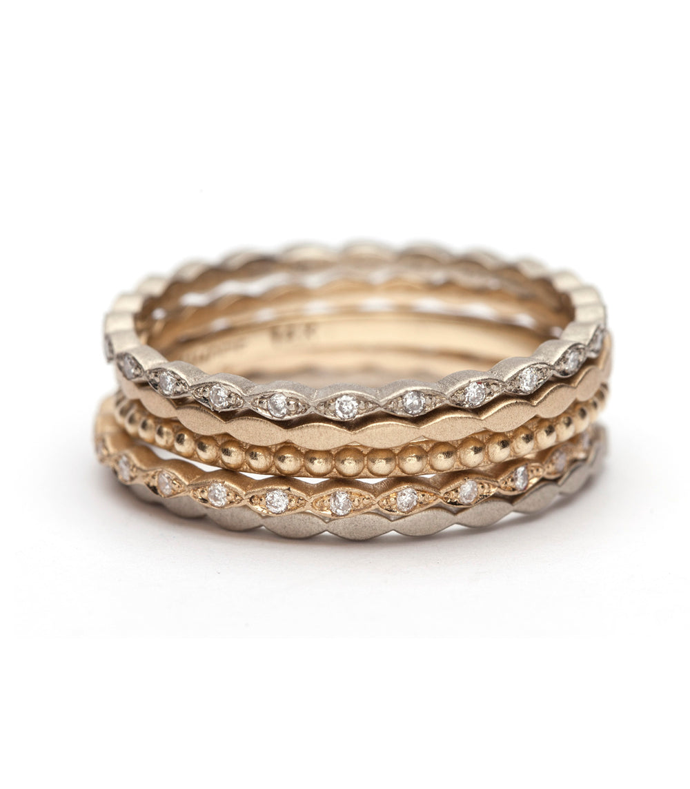 Petite Marquise AL-R11 ring bands in 14K yellow gold with shiny marquise diamond bezels