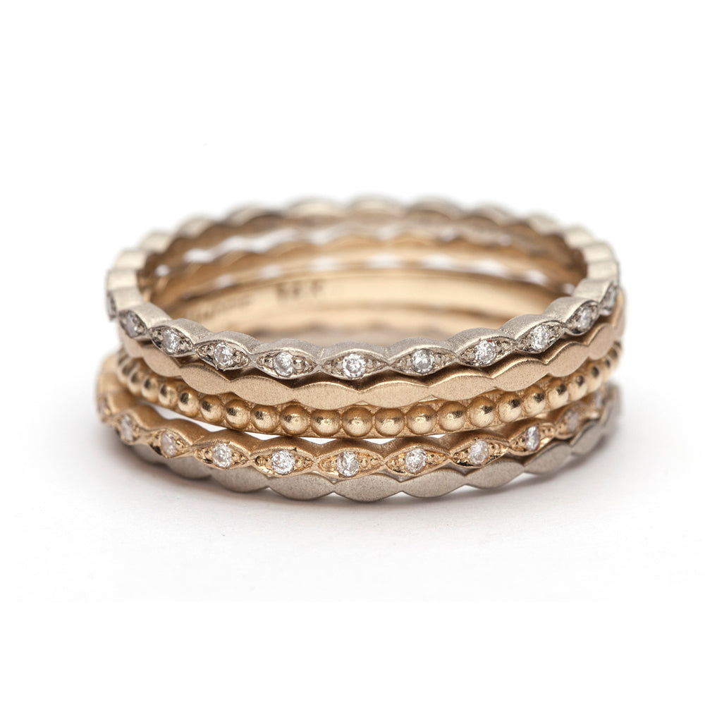 Petite Marquise AL-R11-P band set in 14K yellow gold with shiny marquise-style diamond detailing